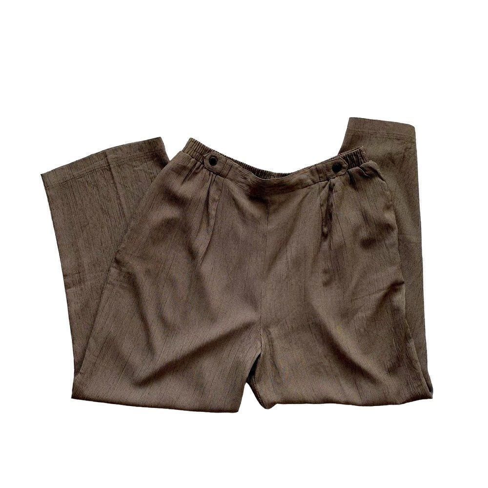 Norton McNaughton Gorpcore Tan Black Slacks Herringbone Wide Leg SZ 14P